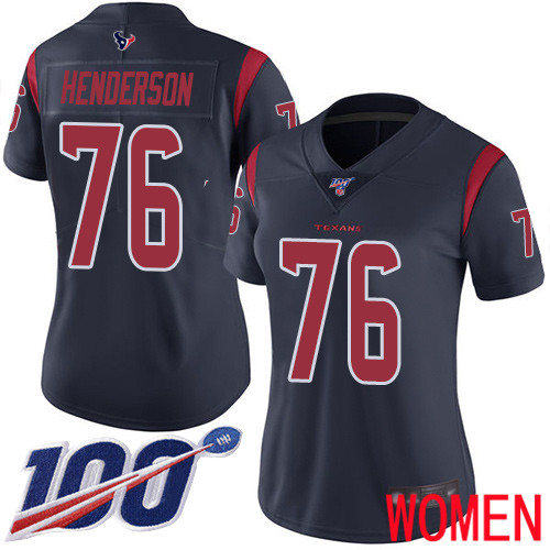 Houston Texans Limited Navy Blue Women Seantrel Henderson Jersey NFL Football 76 100th Season Rush Vapor Untouchable